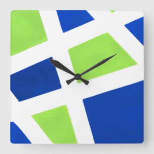 Reloj Cuadrado 'Blue Lime White Geometric'