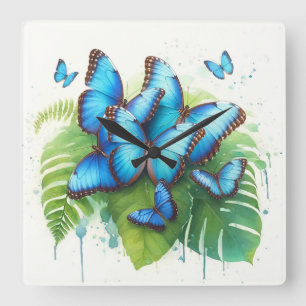 Reloj Cuadrado Blue Morpho Butterflies Gathering REF256 - Waterco