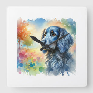 Reloj Cuadrado Blue Picardy Spaniel 050824AREF118 - Watercolor