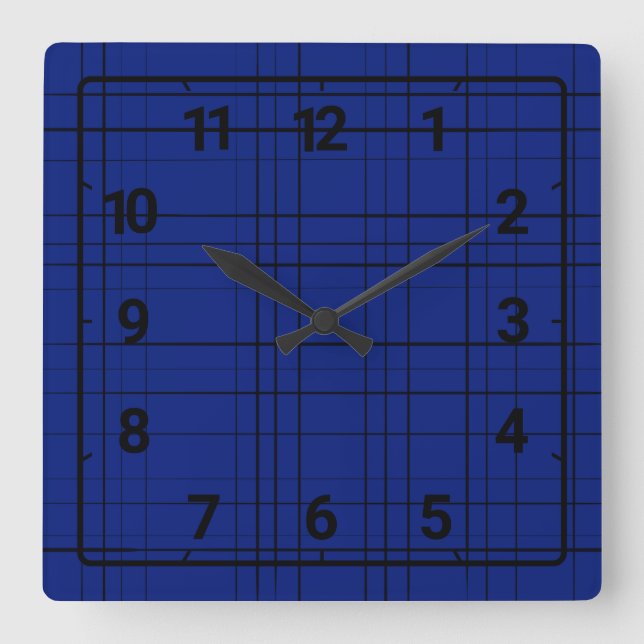 Reloj Cuadrado Blue plaid pattern (Anverso)