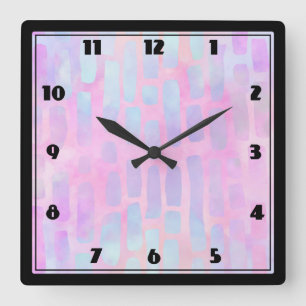 Reloj Cuadrado Blue Rectangle Shapes on Pink Background