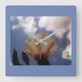 Reloj Cuadrado Blue Sky White Rose