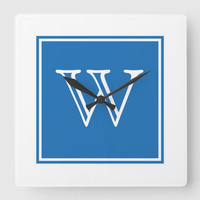 Reloj Cuadrado Blue Square Monogram Clock (Anverso)