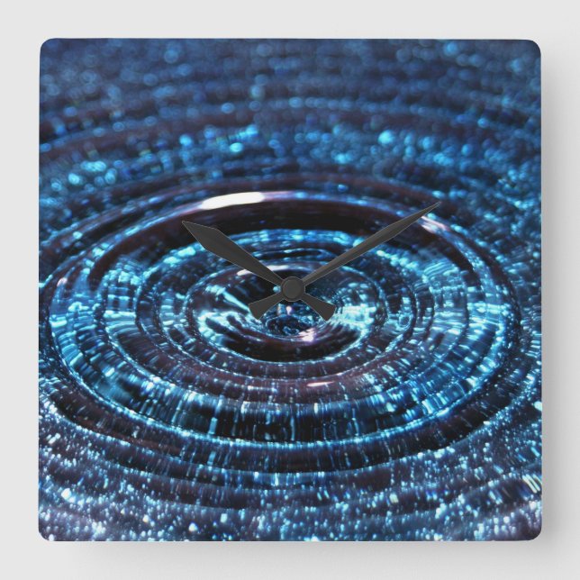 Reloj Cuadrado Blue Water Drop Wall Clock (Anverso)