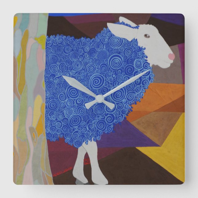 Reloj Cuadrado Blue Wool Sheep (Anverso)