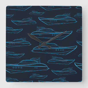 Reloj Cuadrado Blue Yacht Pattern