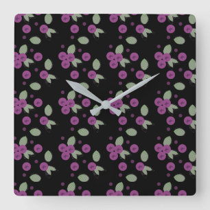 Reloj Cuadrado Blueberries Frutos y puntos de la confetti