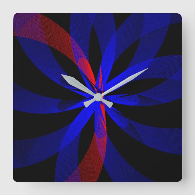 Reloj Cuadrado Blueberry Color Center Geometric Wall Clock (Anverso)