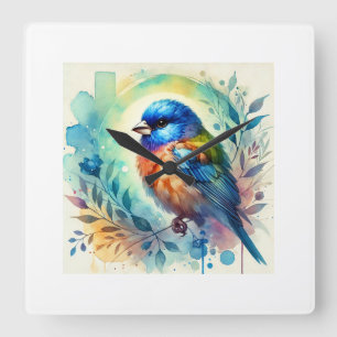 Reloj Cuadrado Bluefaced Parrotfinch 210624AREF132 - Watercolor