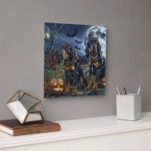 Reloj Cuadrado Bluetick Coonhound Halloween Spooky