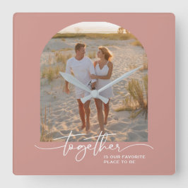 Reloj Cuadrado Blush Pink Together Typography Couple Valentine
