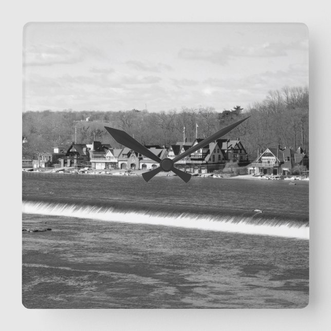 Reloj Cuadrado Boathouse Row winter b/w (Anverso)