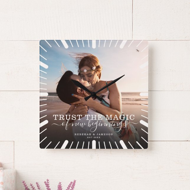 Reloj Cuadrado Boda de Moda moderna Keepsake Trust foto mágica (Subido por el creador)