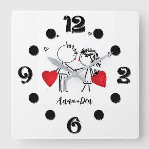 Reloj Cuadrado Boda, día Valenine, amor
