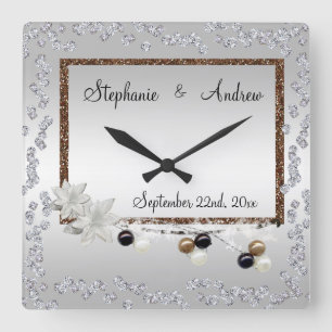 Reloj Cuadrado Boda enmarcada de la elegancia