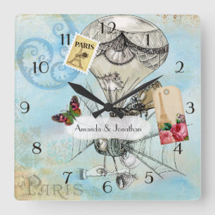 Reloj Cuadrado Boda Vintage París Recuerdo Steampunk