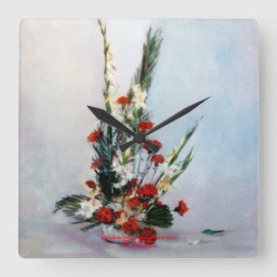 Reloj Cuadrado Bodegón de flores/Still life of flowers