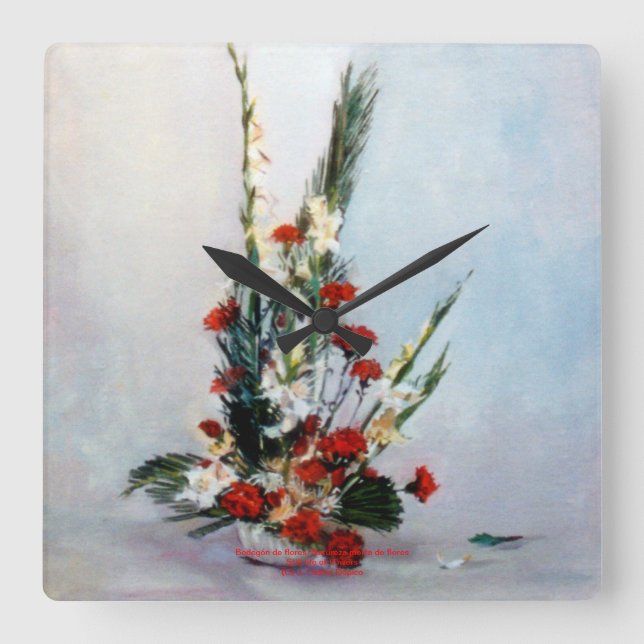 Reloj Cuadrado Bodegón de flores/Still life of flowers (Anverso)
