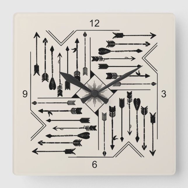 Reloj Cuadrado Boho Arrows y Sun V12 Sq ID748 (Anverso)