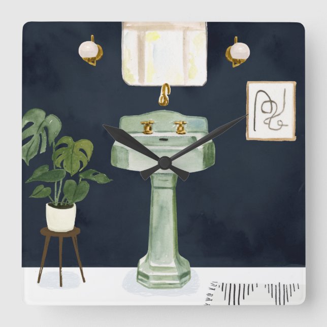 Reloj Cuadrado Boho Bath Sinks II (Anverso)