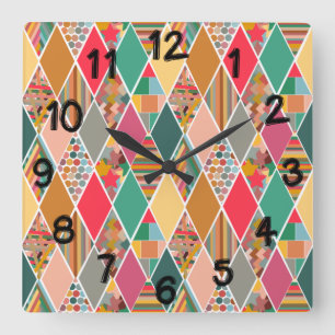 Reloj Cuadrado Boho Crazy Quilt