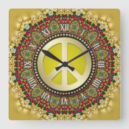 Reloj Cuadrado Boho Holiday Dreams PEACE Satin Lace Mandala