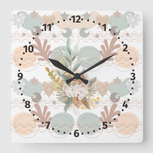 Reloj Cuadrado Boho modern geometric wallpaper