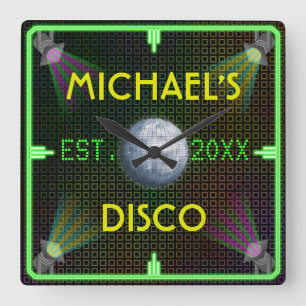 Reloj Cuadrado Bola de discoteca casera adaptable de los años 70