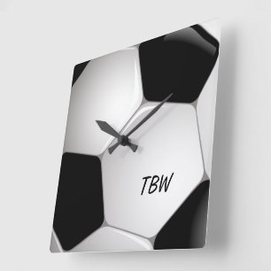 Reloj Cuadrado Bola de fútbol monograma
