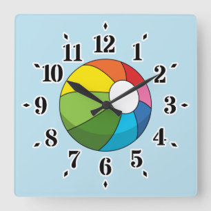 Reloj Cuadrado Bola de playa colorida