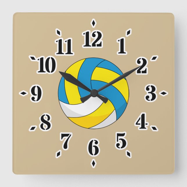 Reloj Cuadrado Bola de voleibol personalizado (Anverso)