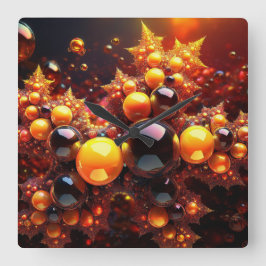 Reloj Cuadrado Bolas De Oro Y Fractal