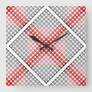 Reloj Cuadrado Bolas o agujeros de negro a rojo, cuadrado alinead