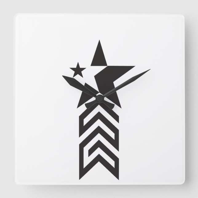 Reloj Cuadrado Bold Black Geometric Star (Anverso)