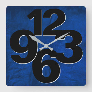 Reloj Cuadrado Bold Number Face On Blue Square Wall Clock