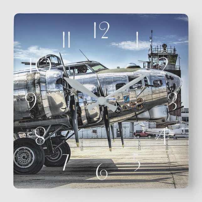 Reloj Cuadrado Bombardero clásico b-17 wwii (Anverso)