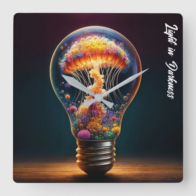 Reloj Cuadrado Bombilla de vidrio de gelatina brillante arte de f (Anverso)