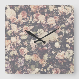 Reloj Cuadrado Bonita decoración de rosas pastel