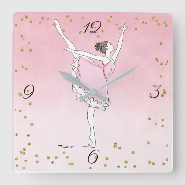 Reloj Cuadrado Bonito Ballerina Rosa Glam Ombre (Anverso)