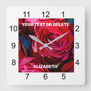 Reloj Cuadrado Bonito Bunch De Rosas Rojas