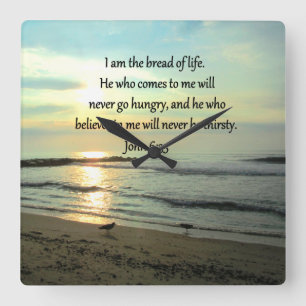 RELOJ CUADRADO BONITO DISEÑO DE FOTOS DE JOHN 6:35 SUNRISE