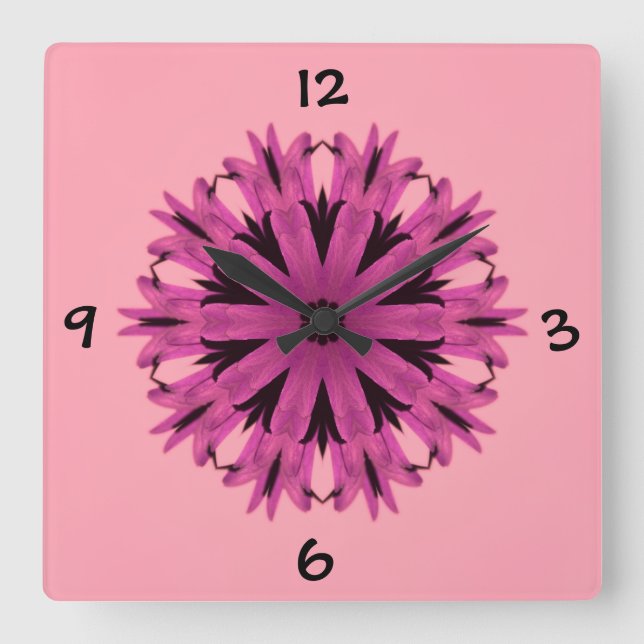 Reloj Cuadrado Bonito en rosa (Anverso)