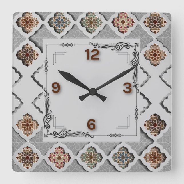 Reloj Cuadrado Bonito etno (Anverso)