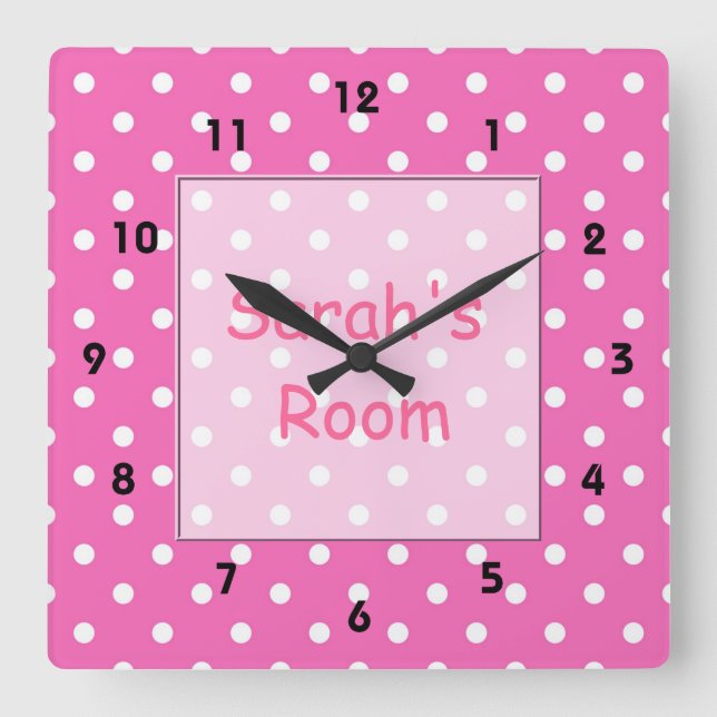 Reloj Cuadrado Bonito, lindo personalizar, puntos personales de p (Anverso)