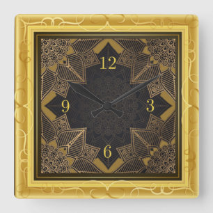 Reloj Cuadrado Bonito oro de Mandala