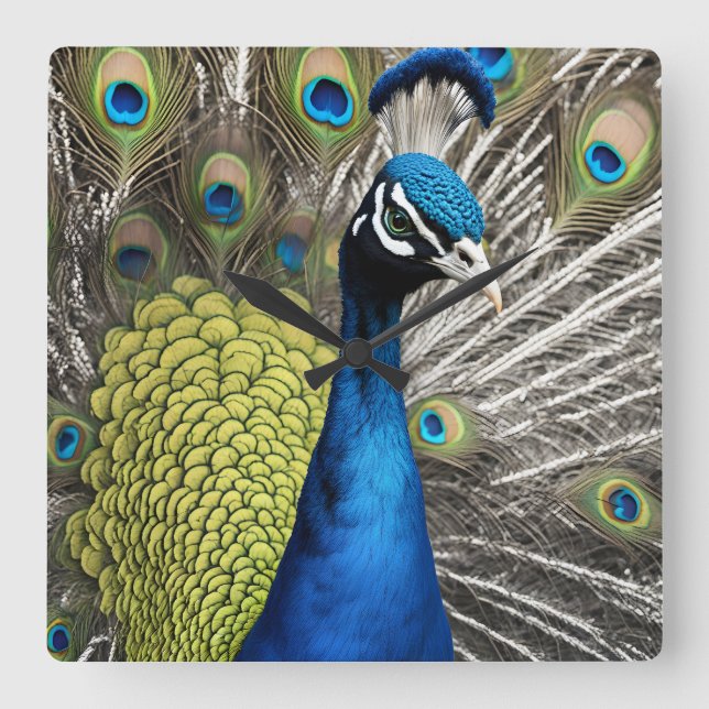 Reloj Cuadrado Bonito Peacock (Anverso)