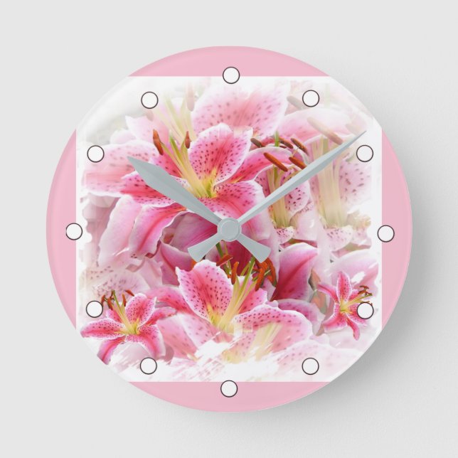 Reloj Cuadrado Bonito Stargazer Lilies (Anverso)