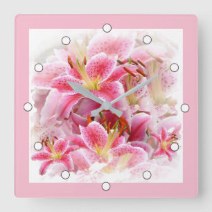 Reloj Cuadrado Bonito Stargazer Lilies