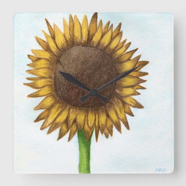Reloj Cuadrado Bonito Sunflower (Anverso)