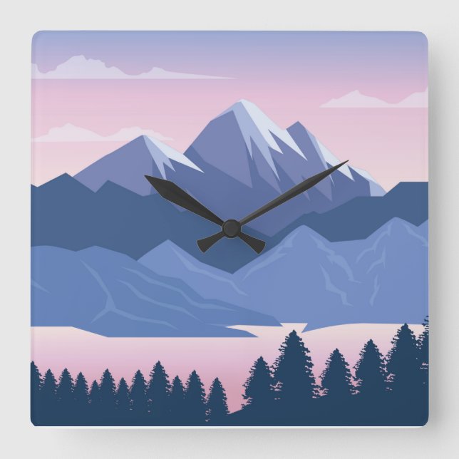 Reloj Cuadrado Bonitos paisajes (Anverso)